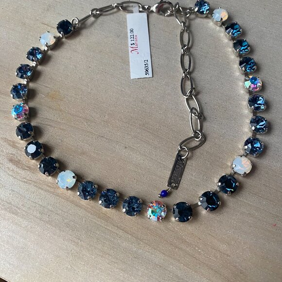 Mariana Navy Blue Swarovski Crystal NWT Rhodium Plated Silver Sparkle Necklace - Picture 8 of 10